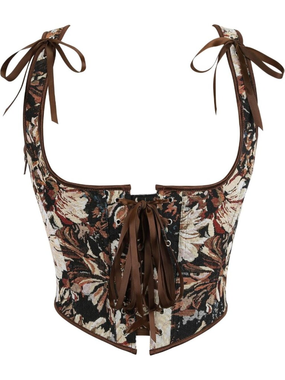Renaissance Floral Lace Up Underbust Corset Belt for Women - Medieval Style
